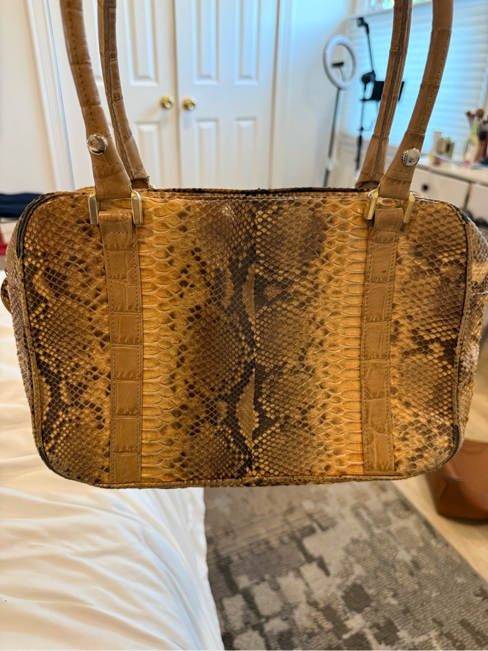 Vintage Colombetti Milano Snakeskin imprint Satchel – Italian Luxury Handbag - Picture 5 of 12